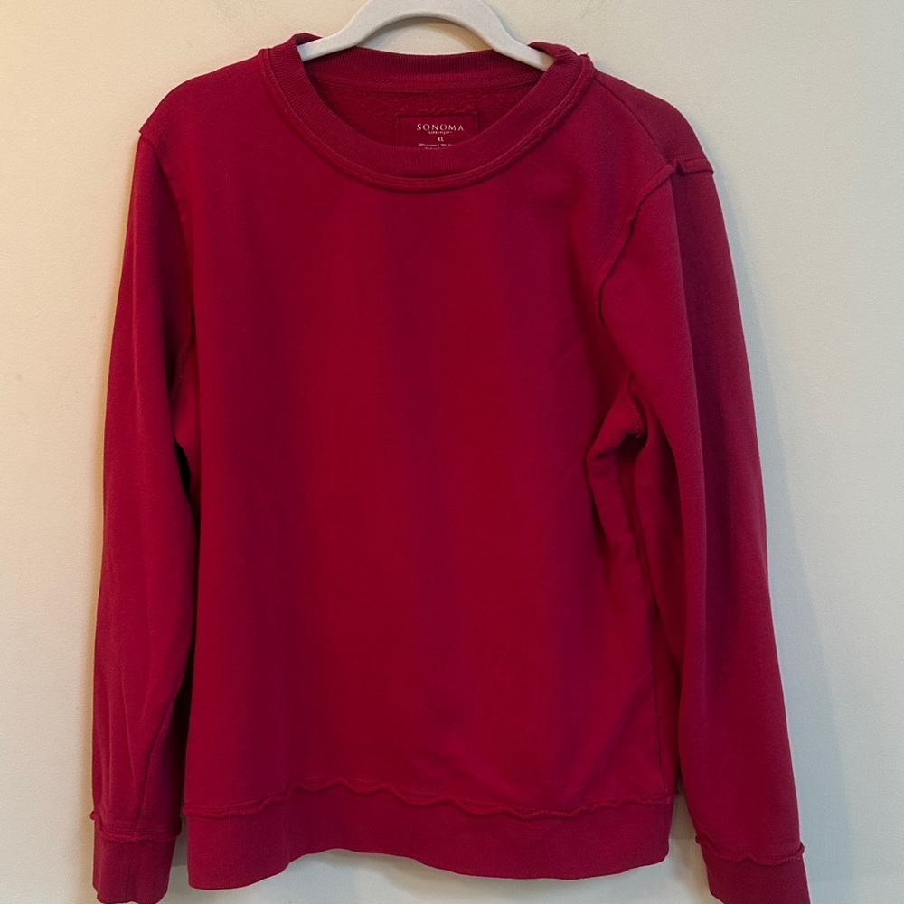 Sonoma Life + Style Red Sweatshirt – Women’s M, Reversed Seam Detail
